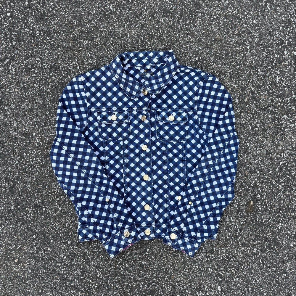 Royal Blue and White diamond patterned Kate Spade Jacket